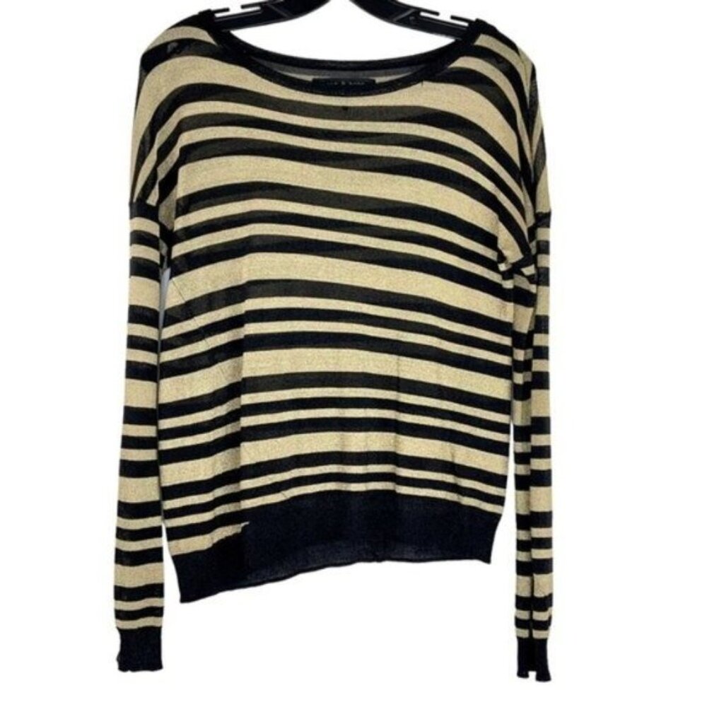 Rag And Bone Lightweight Striped Gold And Black B… - image 2